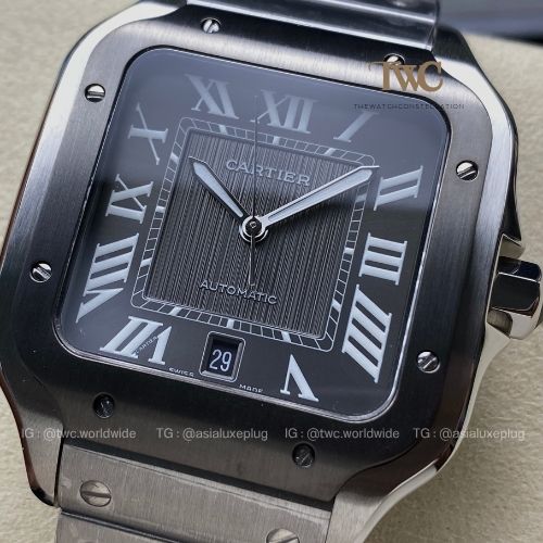 Cartier Santos (Stainless Steel Large) (Black)
