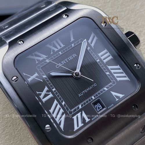 Cartier Santos (Stainless Steel Large) (Black)