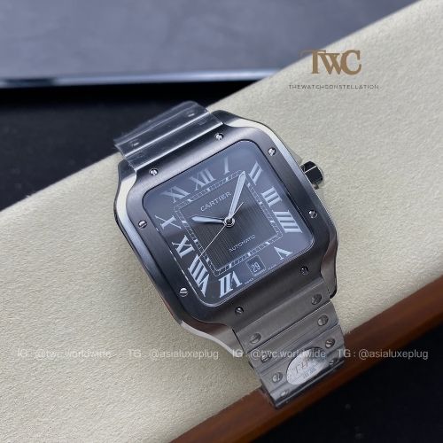 Cartier Santos (Stainless Steel Large) (Black)