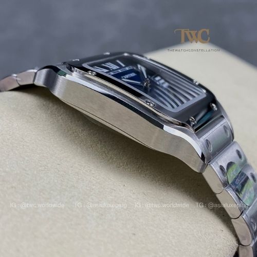 Cartier Santos (Stainless Steel Large) (Blue)
