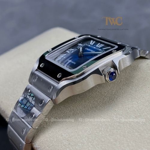 Cartier Santos (Stainless Steel Large) (Blue)