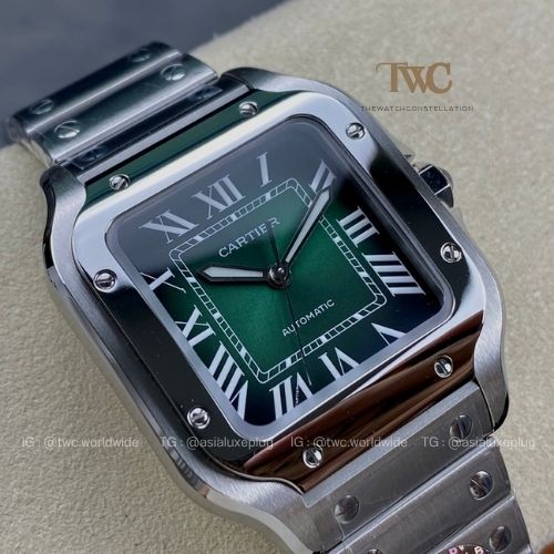 Cartier Santos (Stainless Steel Large) (Green)
