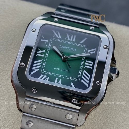 Cartier Santos (Stainless Steel Large) (Green)