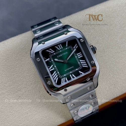Cartier Santos (Stainless Steel Large) (Green)