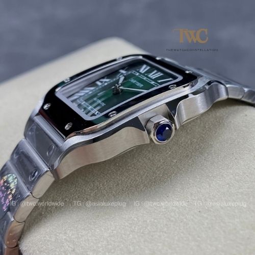 Cartier Santos (Stainless Steel Large) (Green)