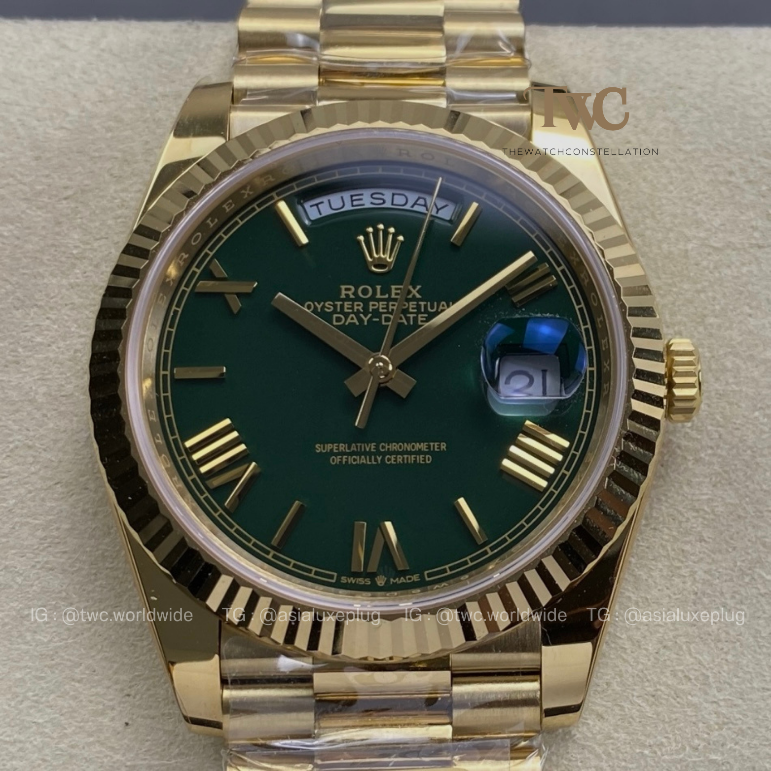 Rolex DayDate Yellow Gold Jade Dial