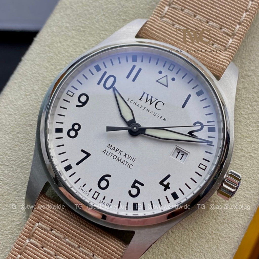 IWC Pilot Mark XVIII white with brown strap