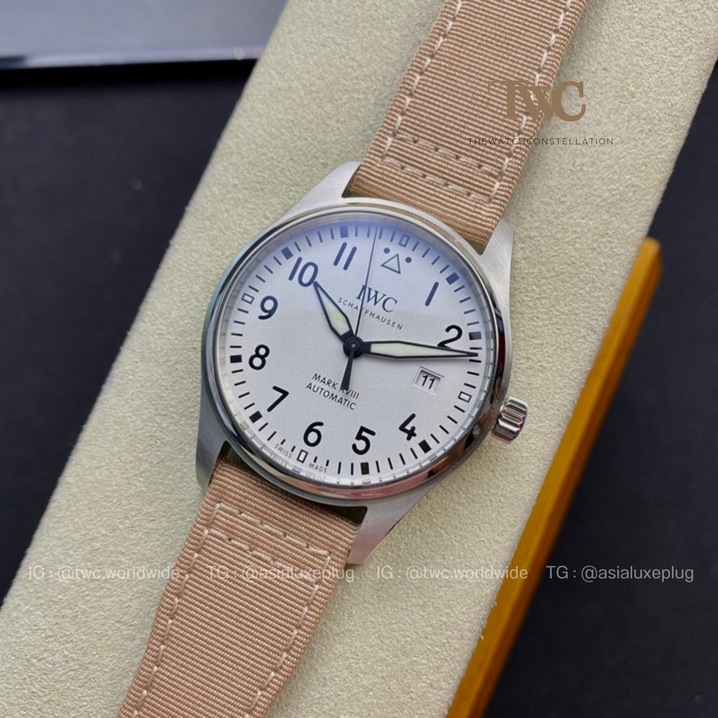 IWC Pilot Mark XVIII white with brown strap