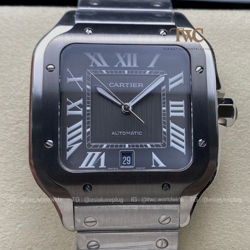 Cartier Santos (Stainless Steel Large) (Black)