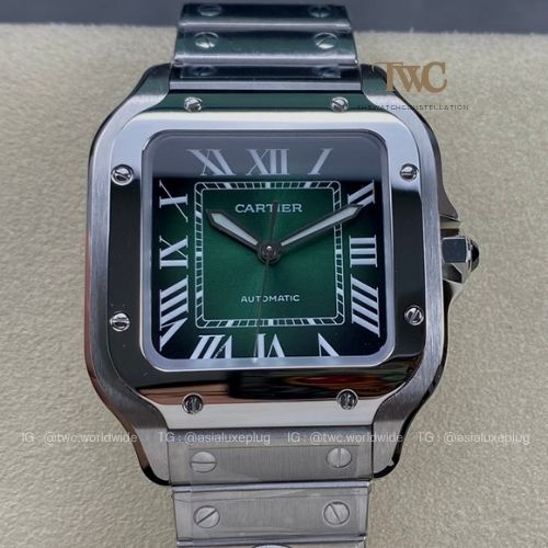 Cartier Santos (Stainless Steel Large) (Green)